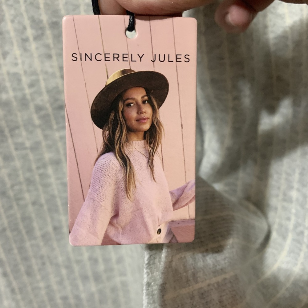 Sincerely Jules Women's XL Striped Open Front Blazer Sweater Jacket Gray White - Picture 6 of 16